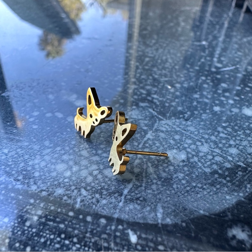 GOLD Chihuahua Minimalist Stainless Steel Stud Earrings With Gift Bag - Picture 5 of 10